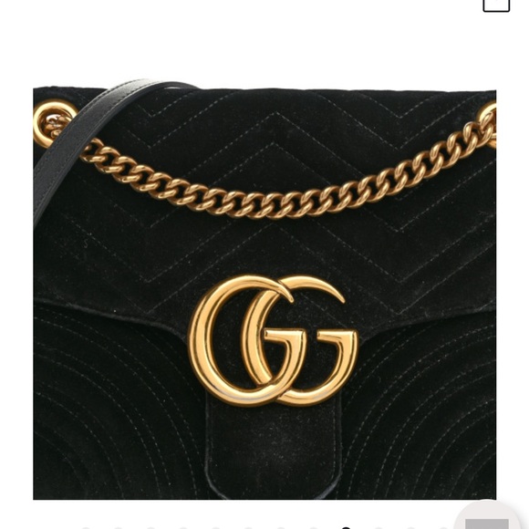 Authentic Gucci Marmont Black and Gold Shoulder Bag - Picture 3 of 9